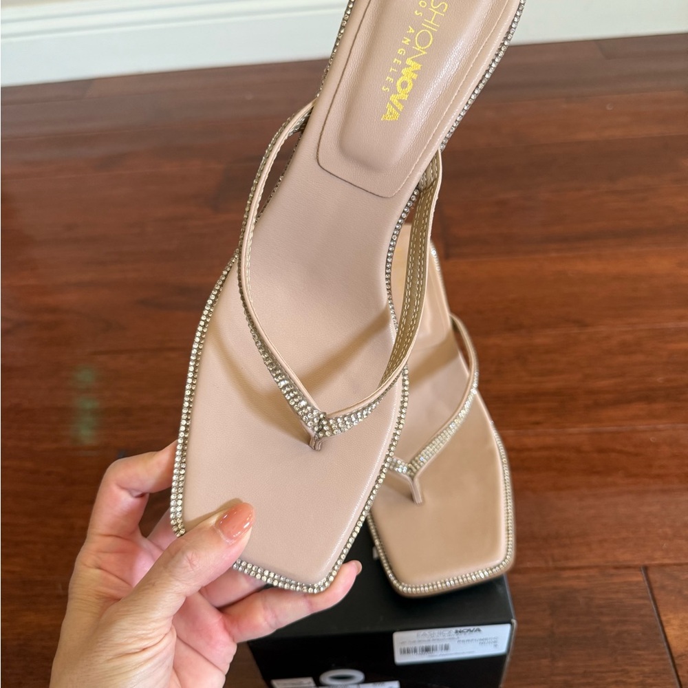 Fashion Nova Nude Rhinestone Sandals